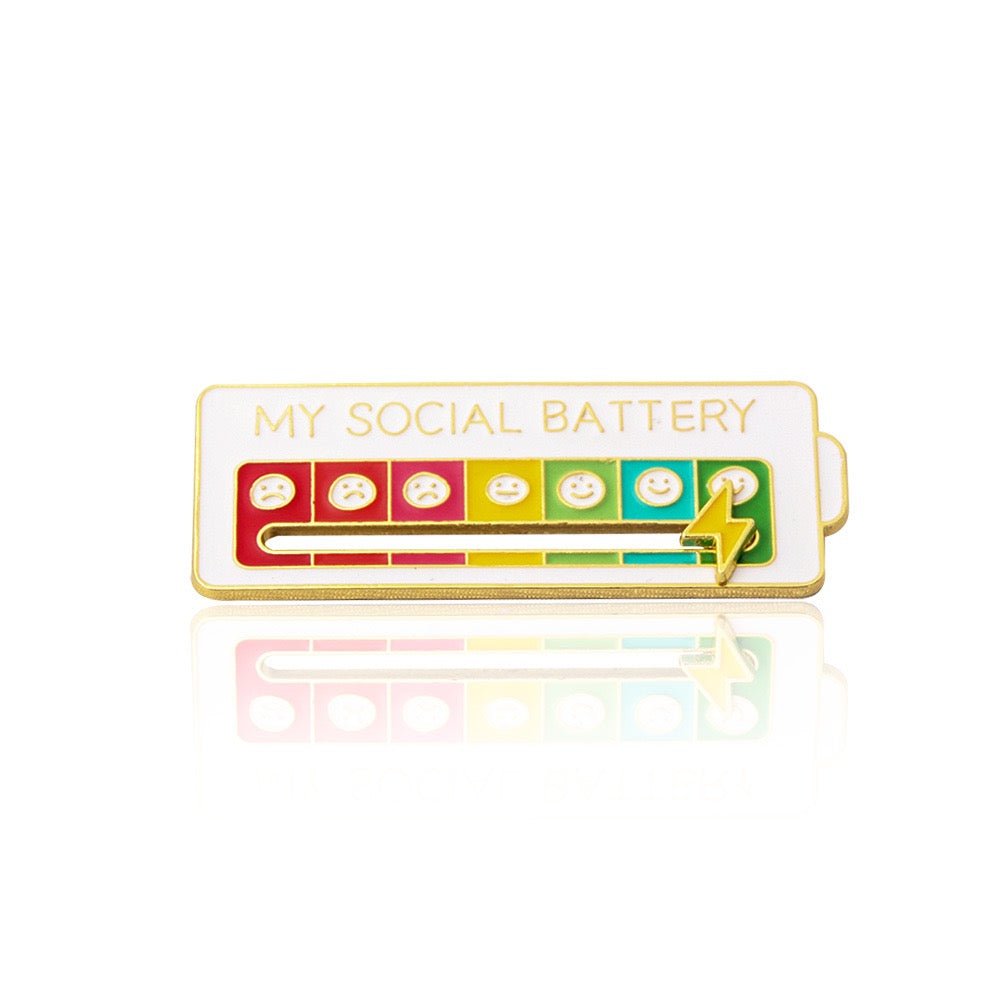 My Social Battery — Interactive Sliding Enamel Pin🔋