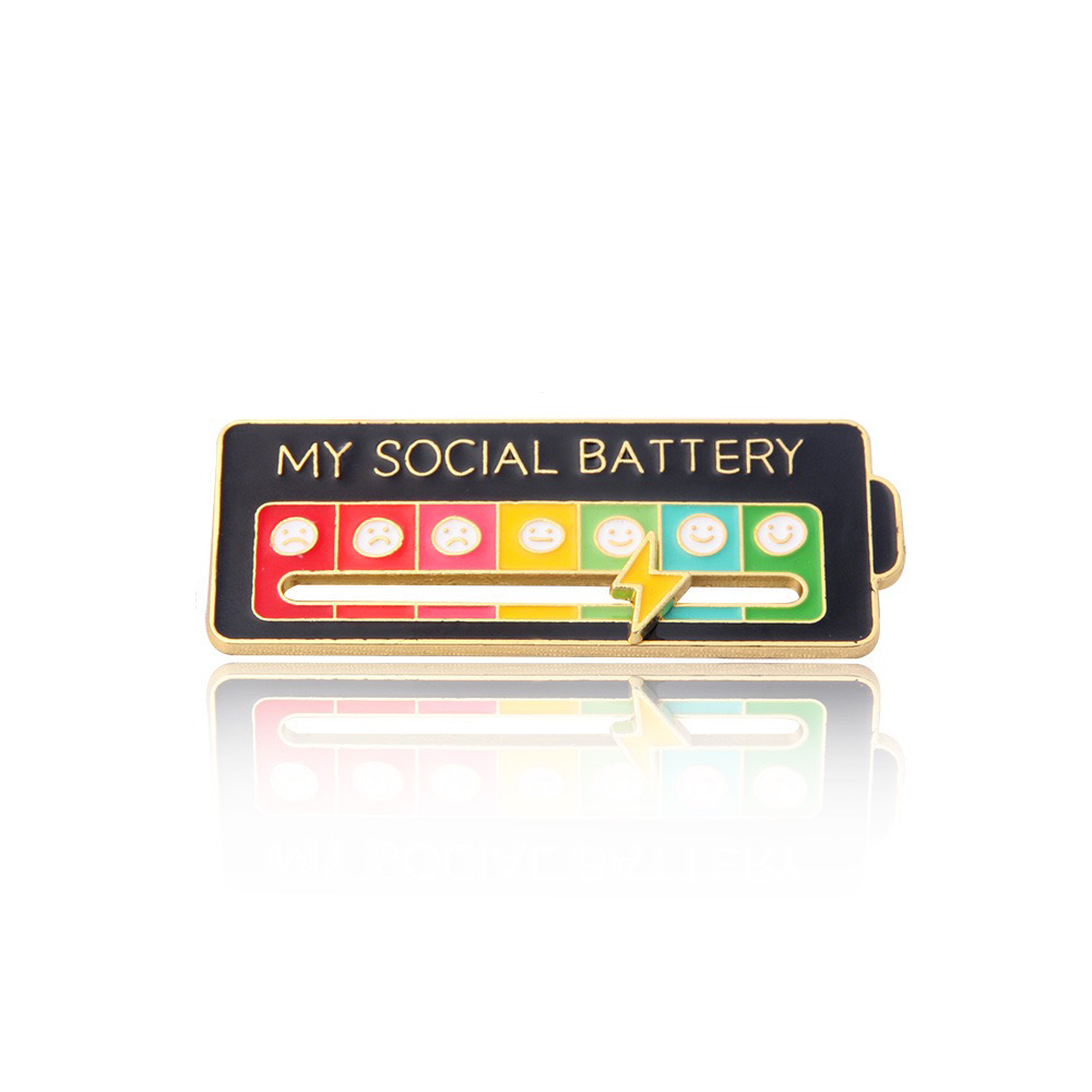 My Social Battery — Interactive Sliding Enamel Pin🔋