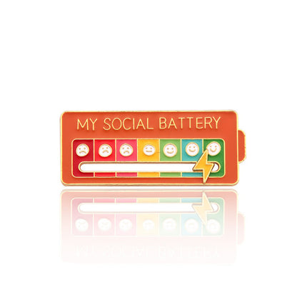 My Social Battery — Interactive Sliding Enamel Pin🔋