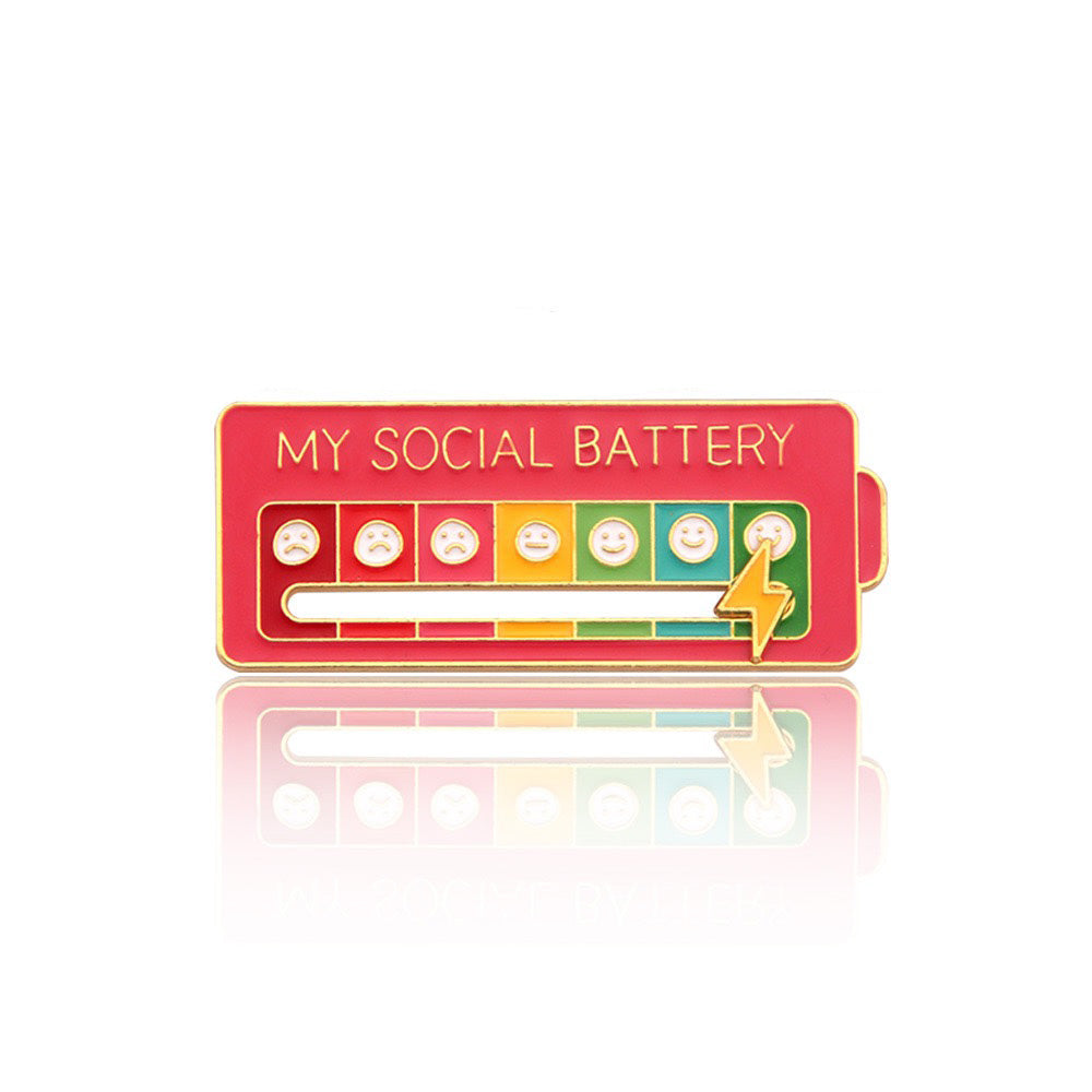 My Social Battery — Interactive Sliding Enamel Pin🔋